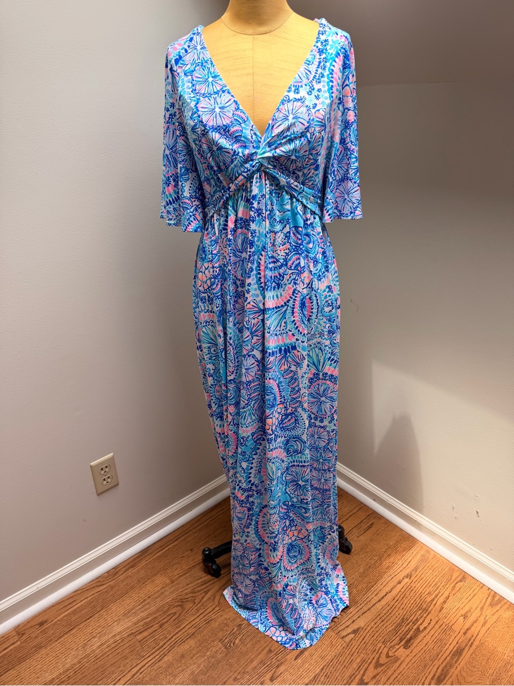 Lilly Pulitzer Minka Maxi Dress Blue Grotto Commotion In The Ocean Size 6 - Picture 3 of 5